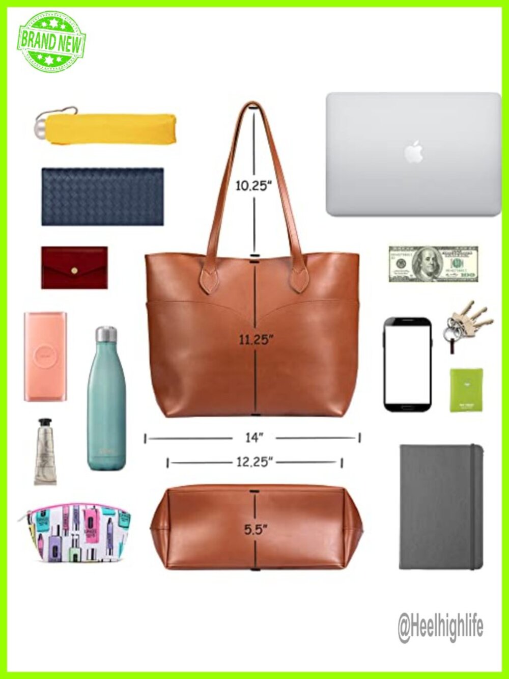 Vegan Leather Tote Bag with Detachable Clutch Snap Keyring - Picture 5 of 6